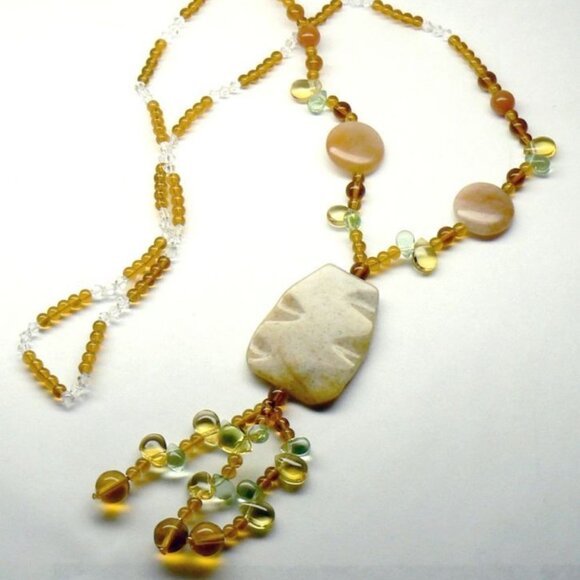 Jasper Carnelian Quartz Long Necklace 34" - Picture 4 of 4